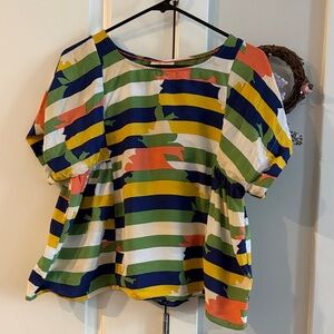 Maeve Multicolor Striped Puff Sleeve Top